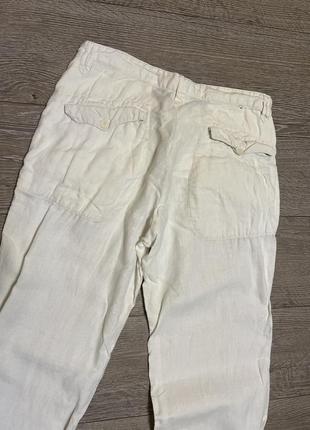 🍨белые льняные брюки брюки из льна h&amp;m 14/мин6 фото