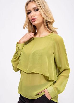 Офисная блуза с длинными рукавами, светло-зеленого цвета, размер 36, 115r0383 фото