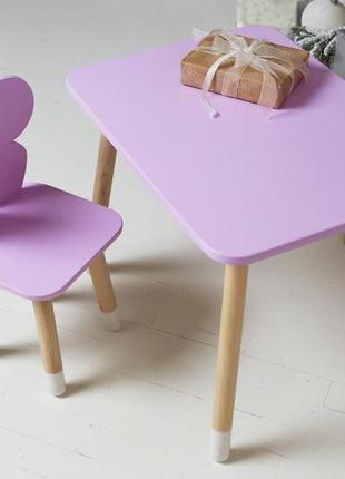 Детский столик и стульчик, фиолетовый прямоугольный столик и стульчик бабочка, фиолетовый1 фото
