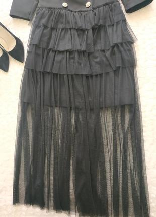 Стильное платье пиджак с фатином3 фото