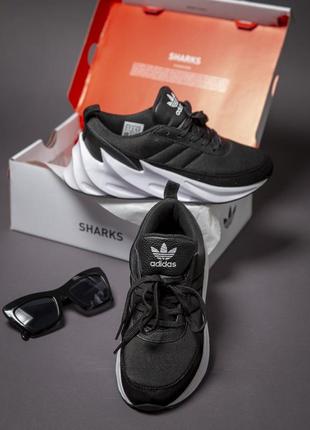 Замшевые спортивные кроссовки adidas sharks черный цвет (весна-лето-осень)😍5 фото
