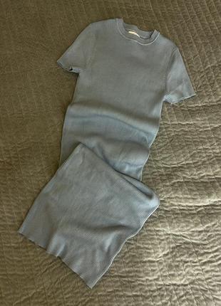 Голубое платье в обтяжку, синее платьице резинка в рубчик, платье макси, миди платье...