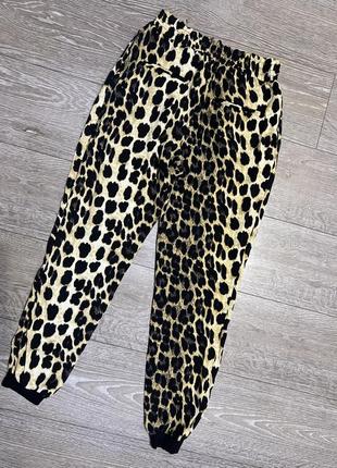 🐆стильні брюки від zara в леопардовий принт xs-s6 фото