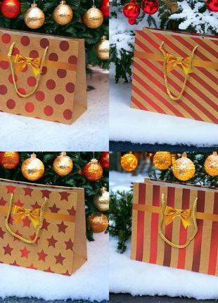 Подарочные пакеты новогодние  15×12×71 фото