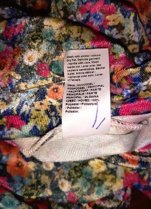 Женская нарядная велюровая блуза, блузка, кофта мелкий цветок объемный рукав лонгслив7 фото