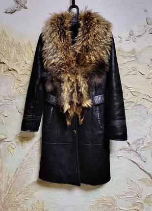 Натуральна зимова дублянка на розмір m, l з шикарним воротніком