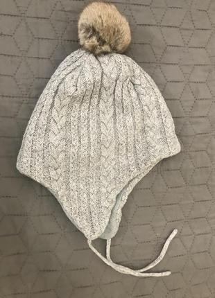 Нова зимова шапка з зав’язками h&m сіра на вік 8-12 років, ріст 134/152 розмір 53-552 фото