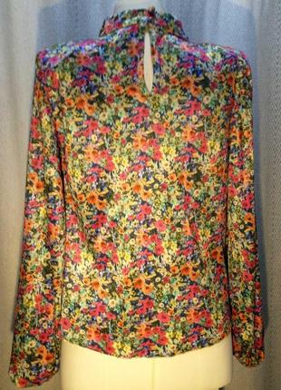 Женская нарядная велюровая блуза, блузка, кофта мелкий цветок объемный рукав лонгслив10 фото