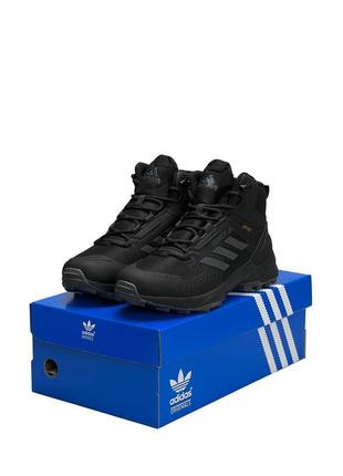 Зимові чоловічі кросівки adidas terrrex swift r gore tex fur black grey ❄️