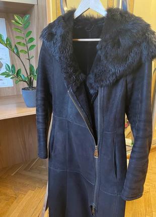 Дяблянка s-m натуральна довга з капюшоном та хутром