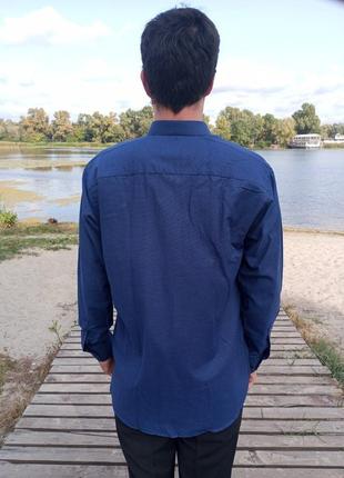 Рубашка guiseppe gentile slim fit, синяя с узором, размер м2 фото