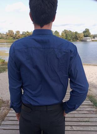 Рубашка guiseppe gentile slim fit, синяя с узором, размер м3 фото