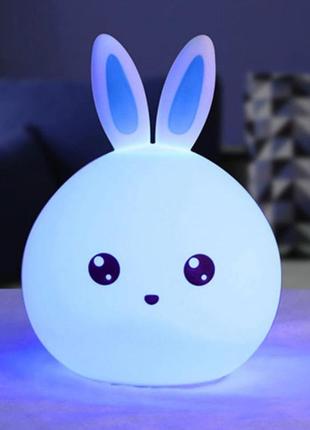 Силіконовий ✨нічний світильник🐰зайчик🐰 дитячий led лампа 7 кольорів ✨ з акумулятором2 фото