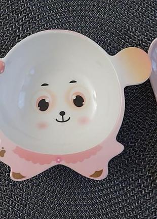 Тарелка глубокая детская меламиновая фигурная + ложечка