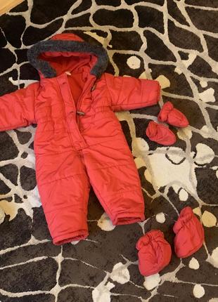 Лыжный комбинезон для малыша красный лыжный костюм брендовый новый