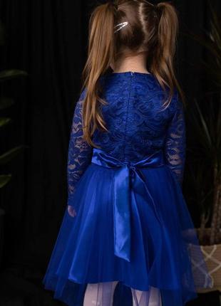 Праздничное синее платье с длинным рукавом, 104-122 см. 2940144 фото