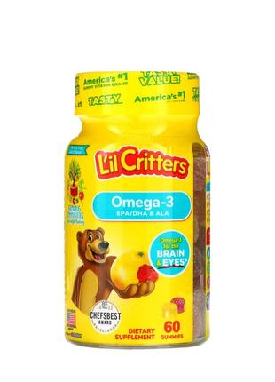 L'il critters омега-3, зі смаком малини та лимонаду, 60 жувальних таблеток