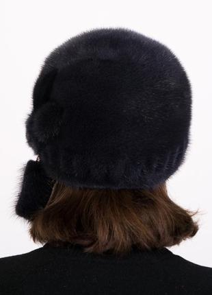 Тепла модна жіноча норкова шапка4 фото