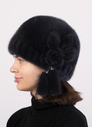 Тепла модна жіноча норкова шапка3 фото