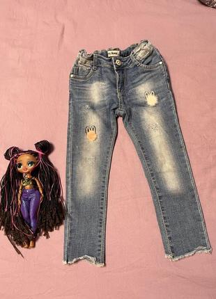 Укороченные джинсы на девочку setty koop на 3 -4 года 92 -98 см
