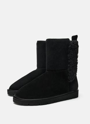 Кожаные черные теплые ботинки zara new7 фото