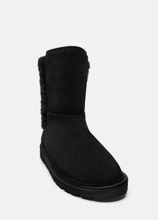 Кожаные черные теплые ботинки zara new6 фото