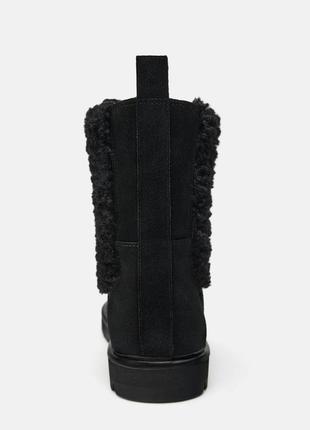 Кожаные черные теплые ботинки zara new8 фото