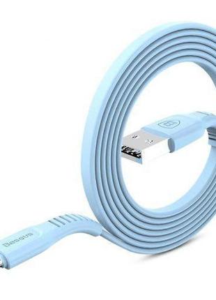 Кабель зарядный baseus flat micro cable fast data sync charging 1 м bright blue (camzy-03)