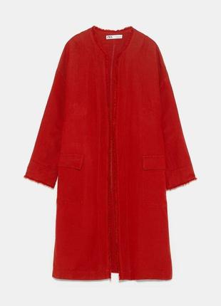 Zara облегчённое пальто кардиган из смесового льна6 фото
