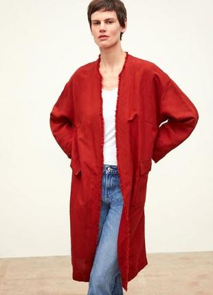 Zara полегшене пальто кардиган зі змішаного льону3 фото