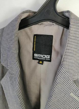 Пиджак smog блейзер серого цвета в вертикальную полоску m5 фото
