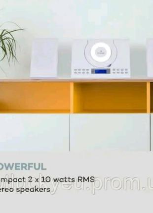 Стереосистема wallie, cd плеєр, bluetooth, usb порт, fm радіо, мр3, пульт.