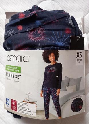 6-8 esmara стильный прикольный хлопковый комплект пижама для дома и сна лонгслив + штанишки