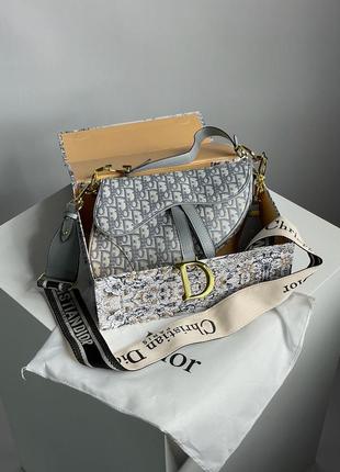 Christian dior saddle bag gray oblique embroidery1 фото