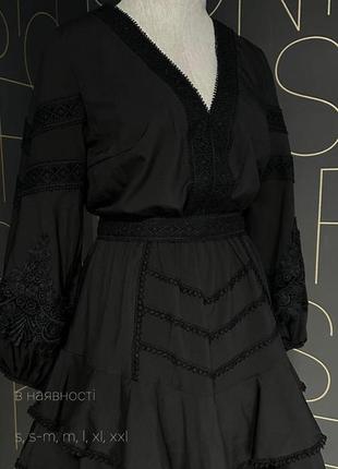 Платье - мини женское короткое с кружевом, нарядное, на корпоратив, вечернее коктейльное, черное1 фото