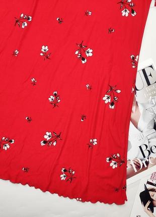 Платье женское мини красного цвета в цветочный принт с короткими рукавами от бренда new look s2 фото