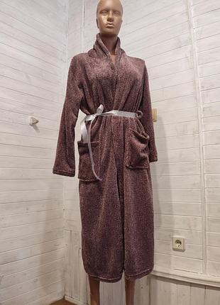 Теплый пушистый флосивый-плюшевый халат m-xl