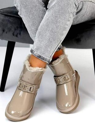 Угги "sand" натуральная лакированная кожа