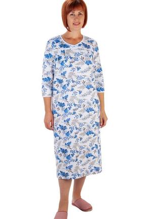 Теплая ночная рубашка с начесом, ночнушка на байке женская, утепленная рубашка для сна