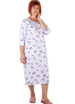Тепла нічна сорочка з начосом, ночнушка на байці жіноча, утеплена сорочка для сну5 фото
