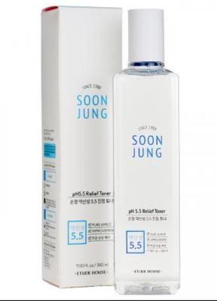 Etude soon jung
заспокійливий тонер для обличчя
etude house soon jung ph 5.5 relief toner 350ml