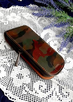 Винтаж! 🦎 100% натуральная кожа! чехол защитный комуфляж милитари кошелек на молнии фосил