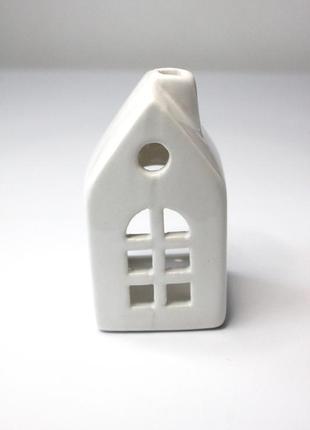 Міні свічник керамічний будиночок, білий будиночок кераміка