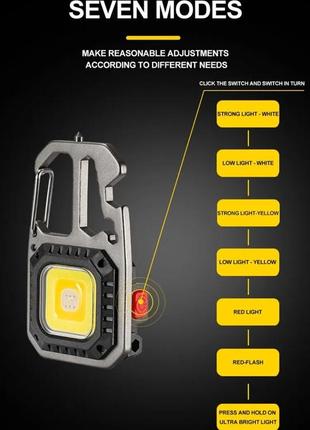 Многофункциональный мини фонарик супер яркий(холодный+теплый+красный свет)7 фото