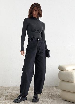 Джинсы мом свободные бананы бойфренды базовые черные широкие зара zara