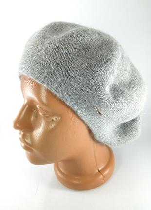 Берет женский шерстяной ангора теплый зимний французский модный женские шапки береты серая3 фото