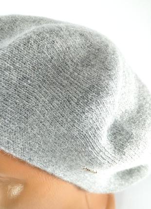 Берет женский шерстяной ангора теплый зимний французский модный женские шапки береты серая5 фото