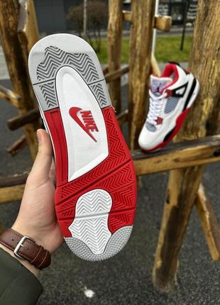 Кросівки nike air jordan 4 retro ліцензія (white / red)2 фото