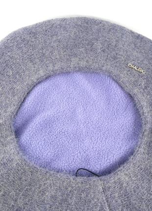 Берет жіночий вовняний бере ангора теплий зимовий модний фліс з люрексом жіноча шапка фіолетова6 фото