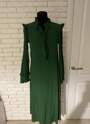 Хорошее платье длинное вискоза зеленое 10 м4 фото